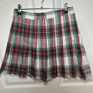 NWT Aerie Plaid Pleated Mini Skirt S Red Green‎ Holiday Tartan Schoolgirl Kilt